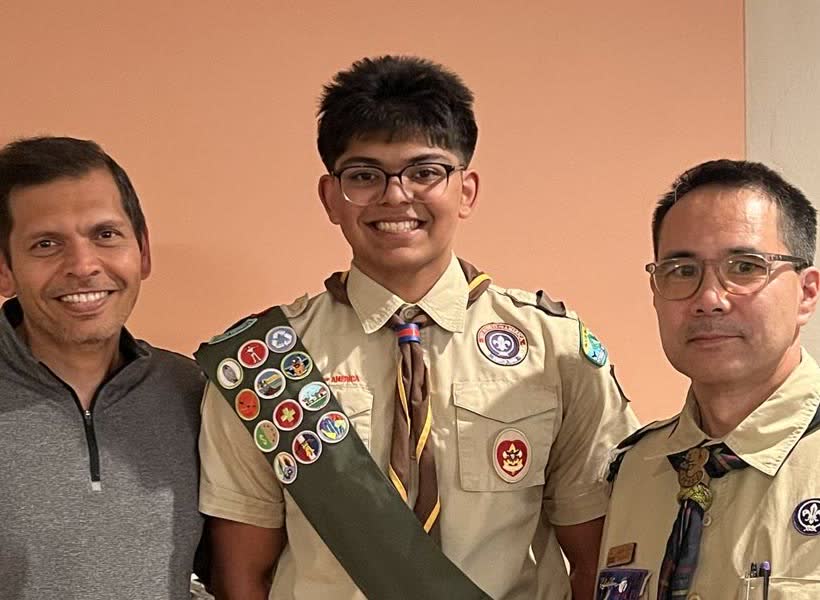 Vihaan in his Eagle Scout uniform at his Court of Honor