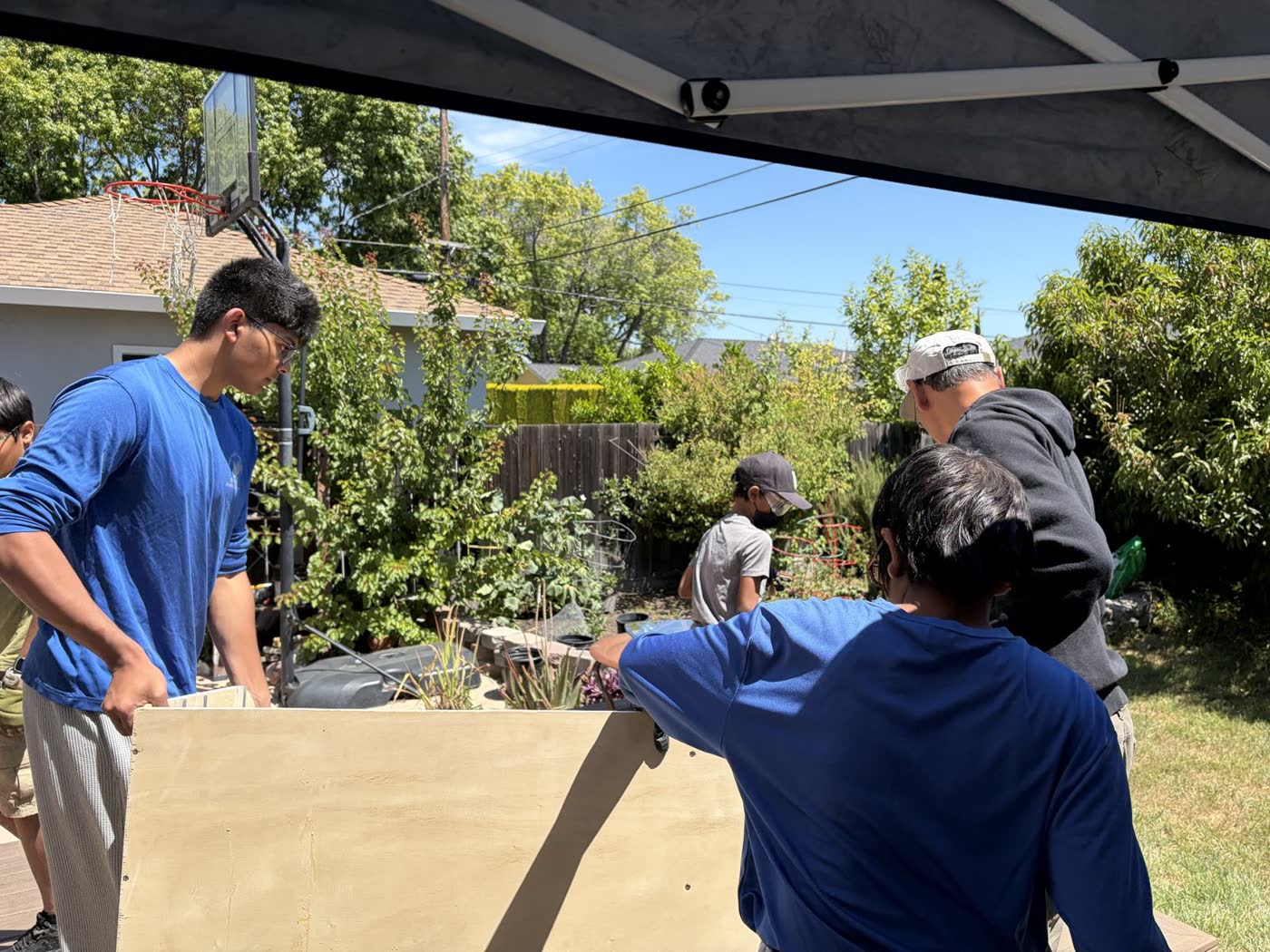 Fitting a panel onto the cart on build day