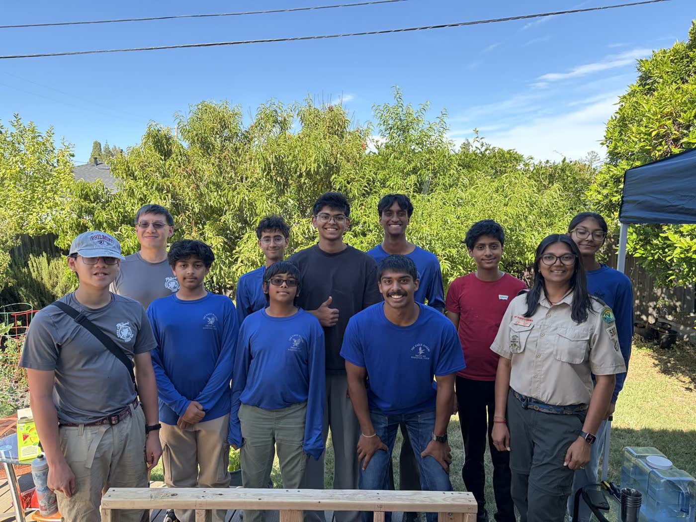 The volunteer crew from the troop on build day